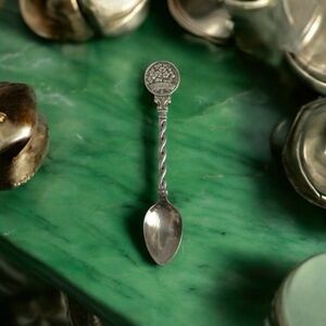 Antique Washington State Rhododendron Souvenir Spoon Silver Tone Teaspoon